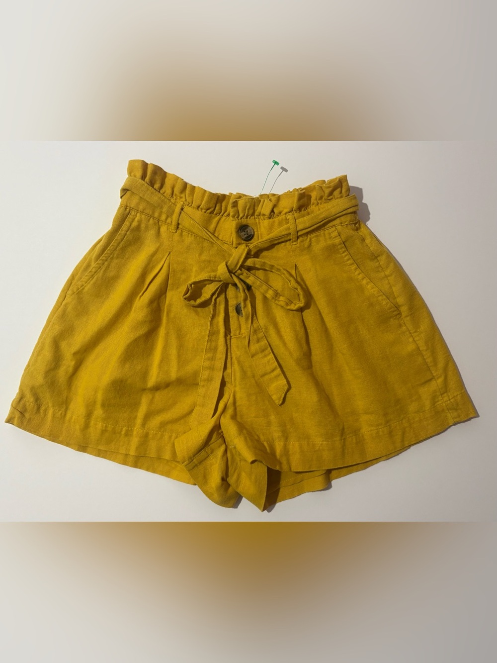 American Eagle Outfitters Mustard Paperbag Tie-Front High Waist Shorts